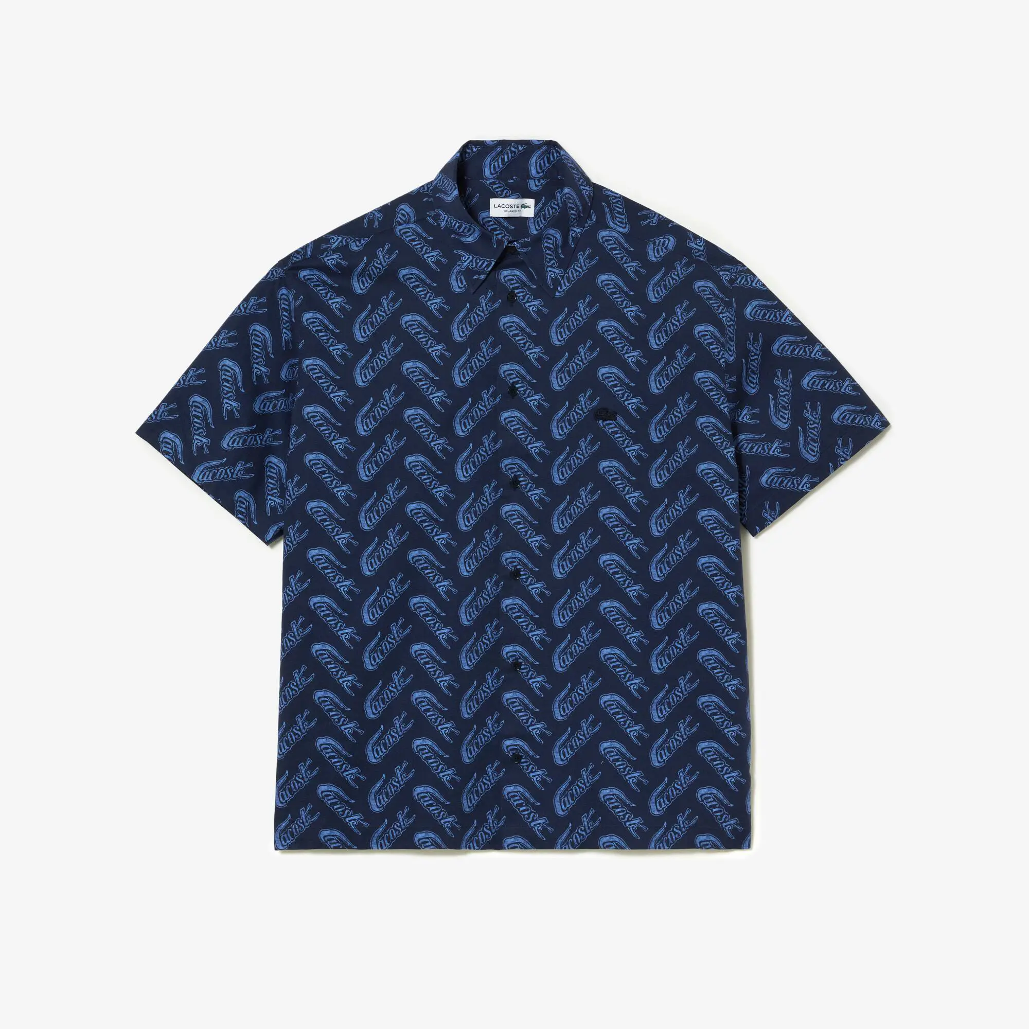 Lacoste Men’s Short Sleeve Vintage Print Shirt. 2 Lacoste Men’s Short Sleeve Vintage Print Shirt. 2