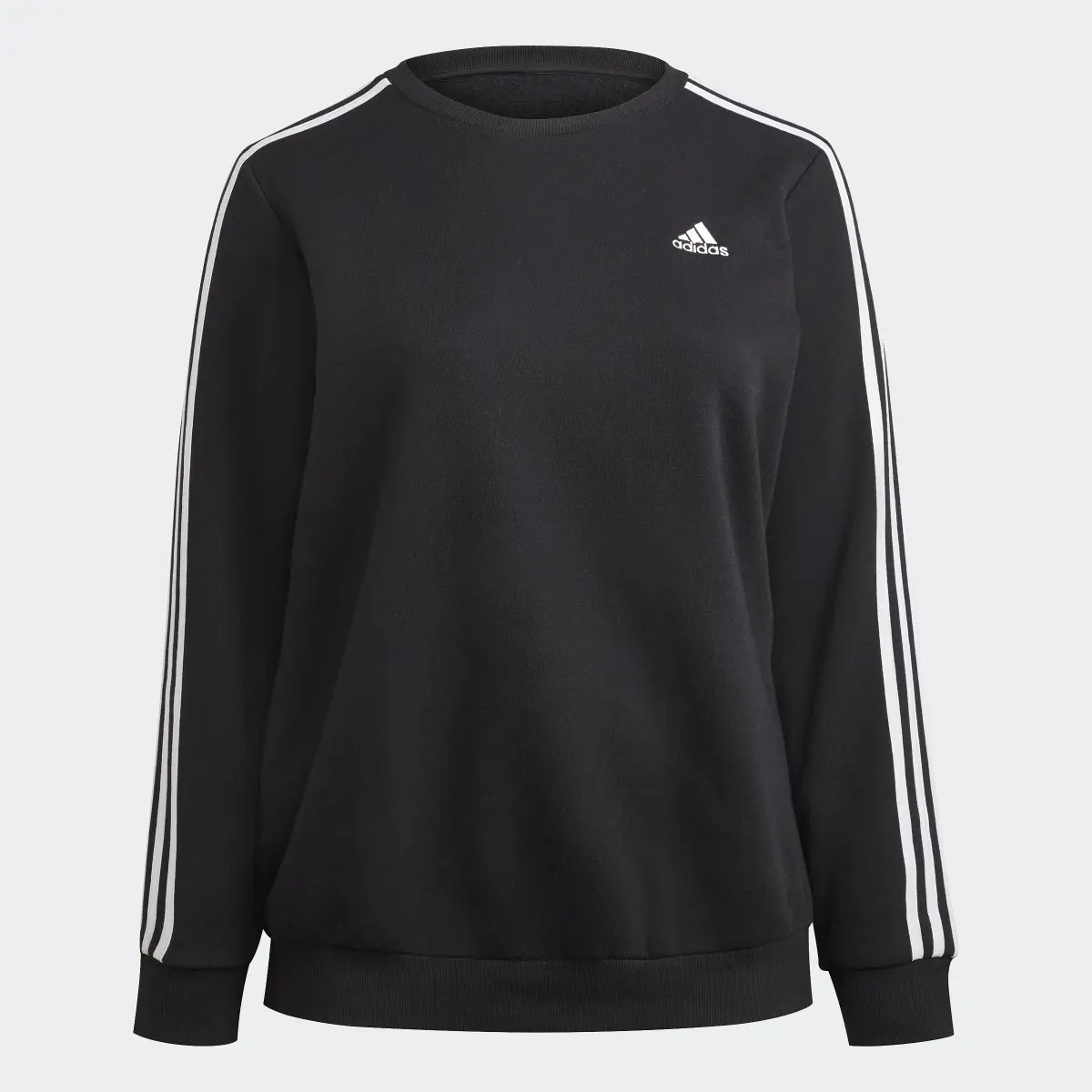 Adidas Essentials 3-Stripes Fleece Sweatshirt (Plus Size). 1