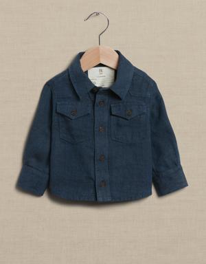 The Linen Western Shirt for Baby + Toddler blue