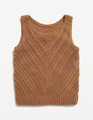 Sleeveless Sweater-Knit Tank for Toddler Girls beige