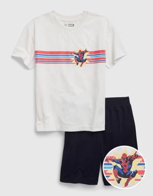 Kids &#124 Marvel 100% Recycled Spider-Man PJ Shorts Set white