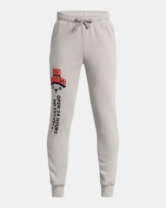 Under Armour Boys' Project Rock Rival Fleece Iron Paradise Joggers. 1