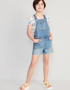 Non-Stretch Jean Cut-Off Shortalls for Girls blue