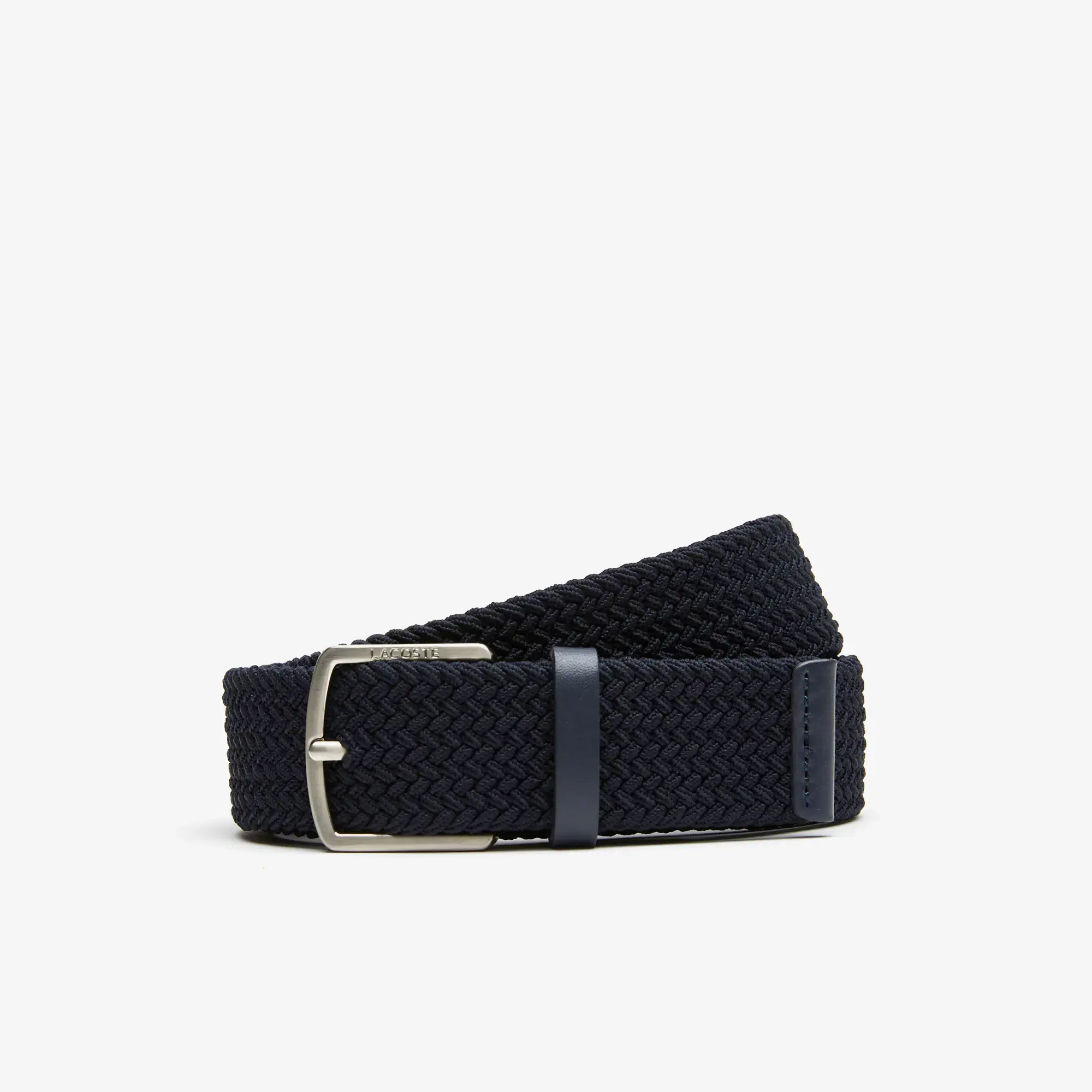 Lacoste Men's Engraved Buckle Stretch Knitted Belt. 1