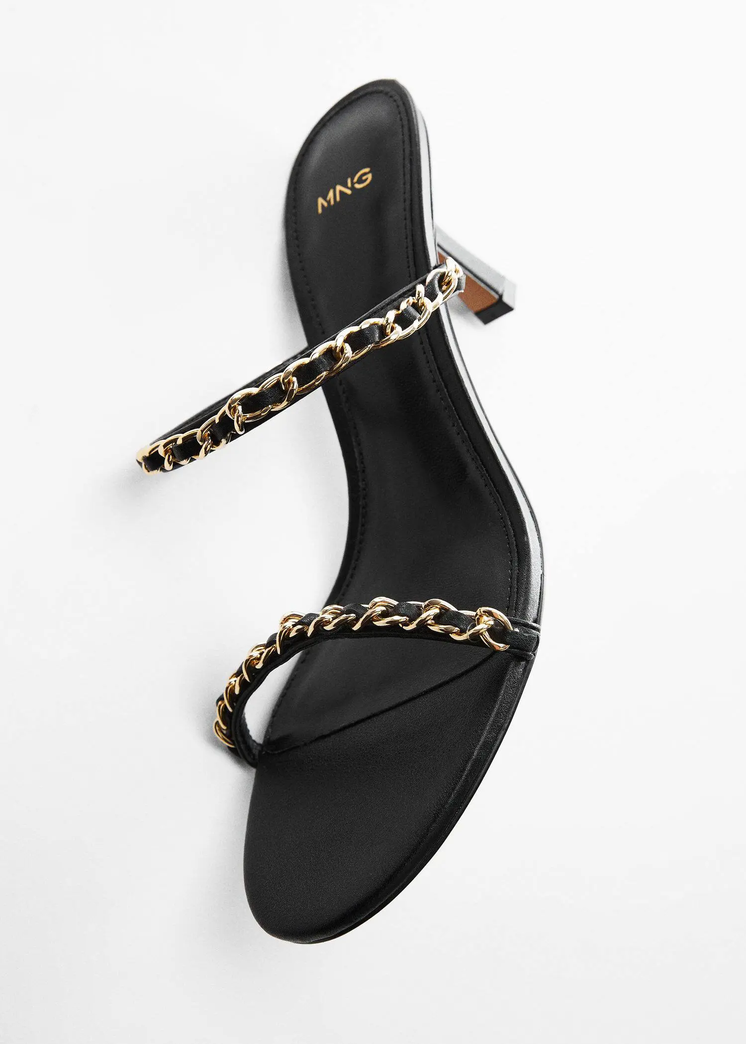 Mango High-heeled sandals with chain detail. 1