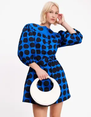 Art Dots Puff Sleeve Dress