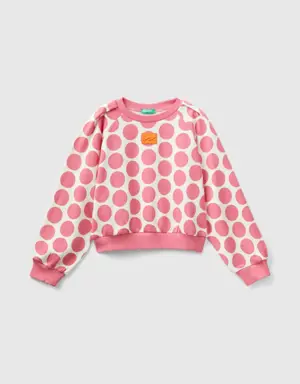 100% cotton sweatshirt with polka dots