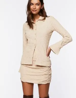 Forever 21 Trumpet Sleeve Shirt &amp; Skirt Set Taupe