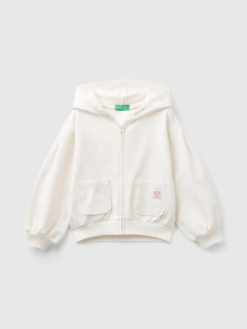 Benetton zip-up sweatshirt in stretch organic cotton. 1