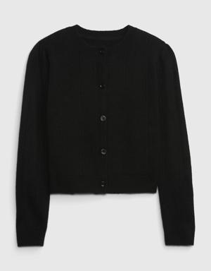 Gap Kids Heart Pointelle Cardigan black