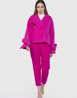 Floral Accessory Short Coat Pink Jacket