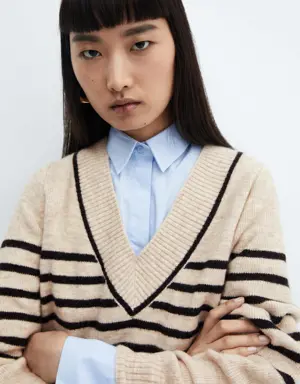 V-neck striped sweater
