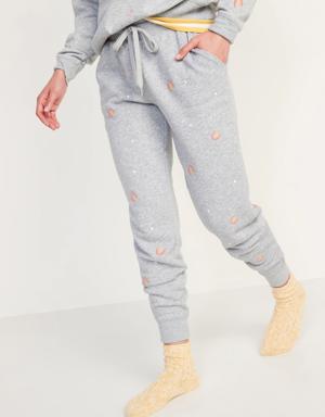 Vintage Mid-Rise Embroidered Jogger Sweatpants for Women gray