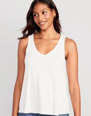 Sleeveless Luxe V-Neck Swing T-Shirt for Women white