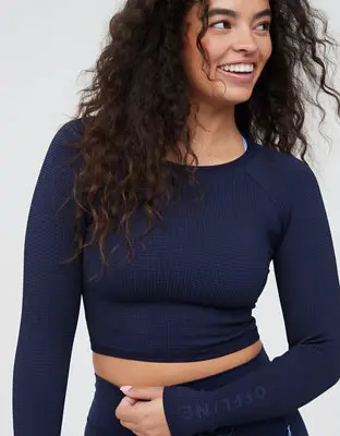 American Eagle By Aerie Seamless Waffle Long Sleeve T-Shirt. 1