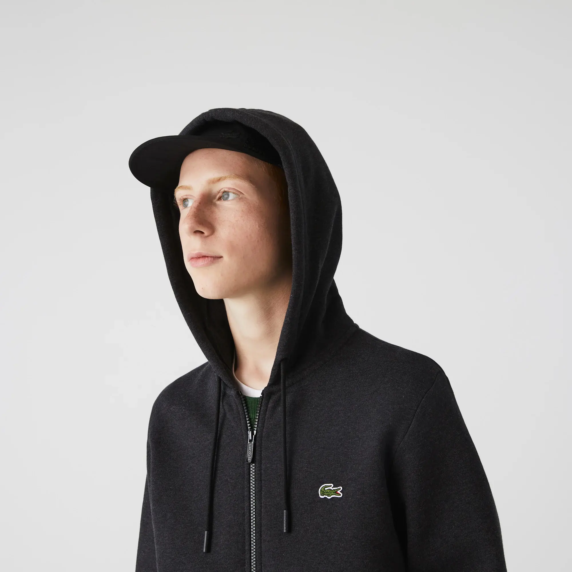 Lacoste Men's Kangaroo Pocket Zip-Up Fleece Hoodie. 1 Lacoste Men's Kangaroo Pocket Zip-Up Fleece Hoodie. 1