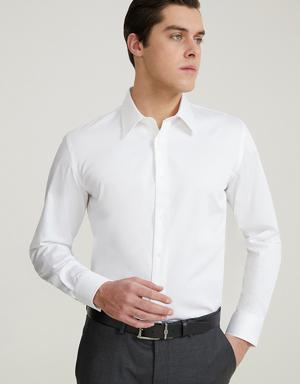 Damat Slim Fit Beyaz %100 Pamuk Nano Care Gömlek