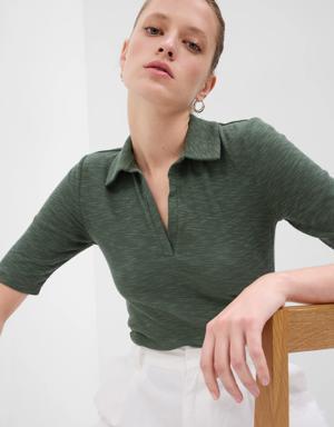 Rib Polo T-Shirt green