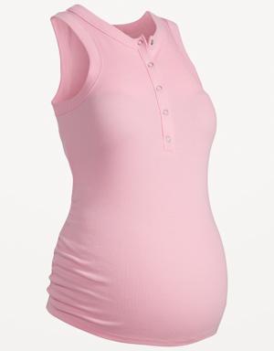 Maternity Rib-Knit Henley Tank Top purple