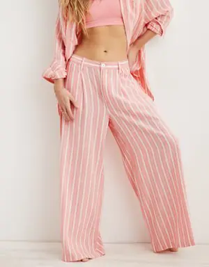 Pool-To-Party Linen Blend High Waisted Trouser