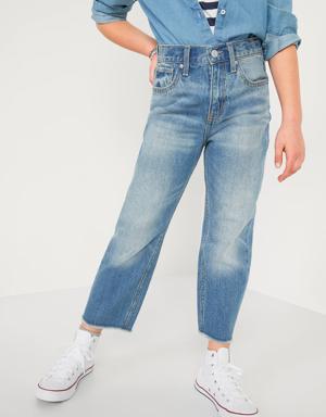 High-Waisted Slouchy Straight Built-In Tough Jeans for Girls blue