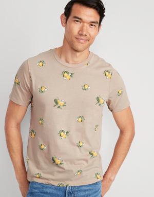 Soft-Washed Printed Crew-Neck T-Shirt for Men yellow