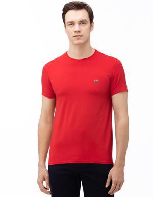 Erkek Slim Fit Bisiklet Yaka Kırmızı T-Shirt