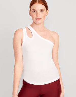Old Navy UltraLite All-Day One-Shoulder Cutout Tank Top for Women white