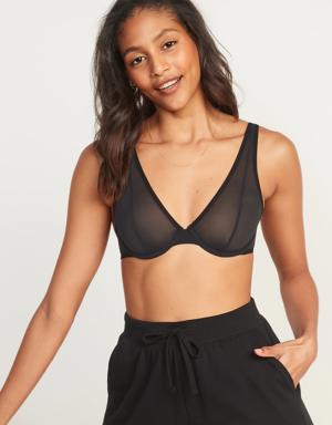 Old Navy Mesh Unlined Underwire Plunge Bra black