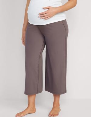 Maternity Rollover-Waist PowerLite LYCRA® ADAPTIV Cropped Wide-Leg Pants multi