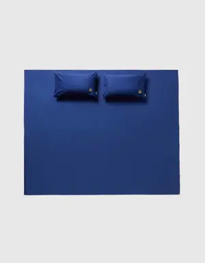 set of dark blue double bed sheets