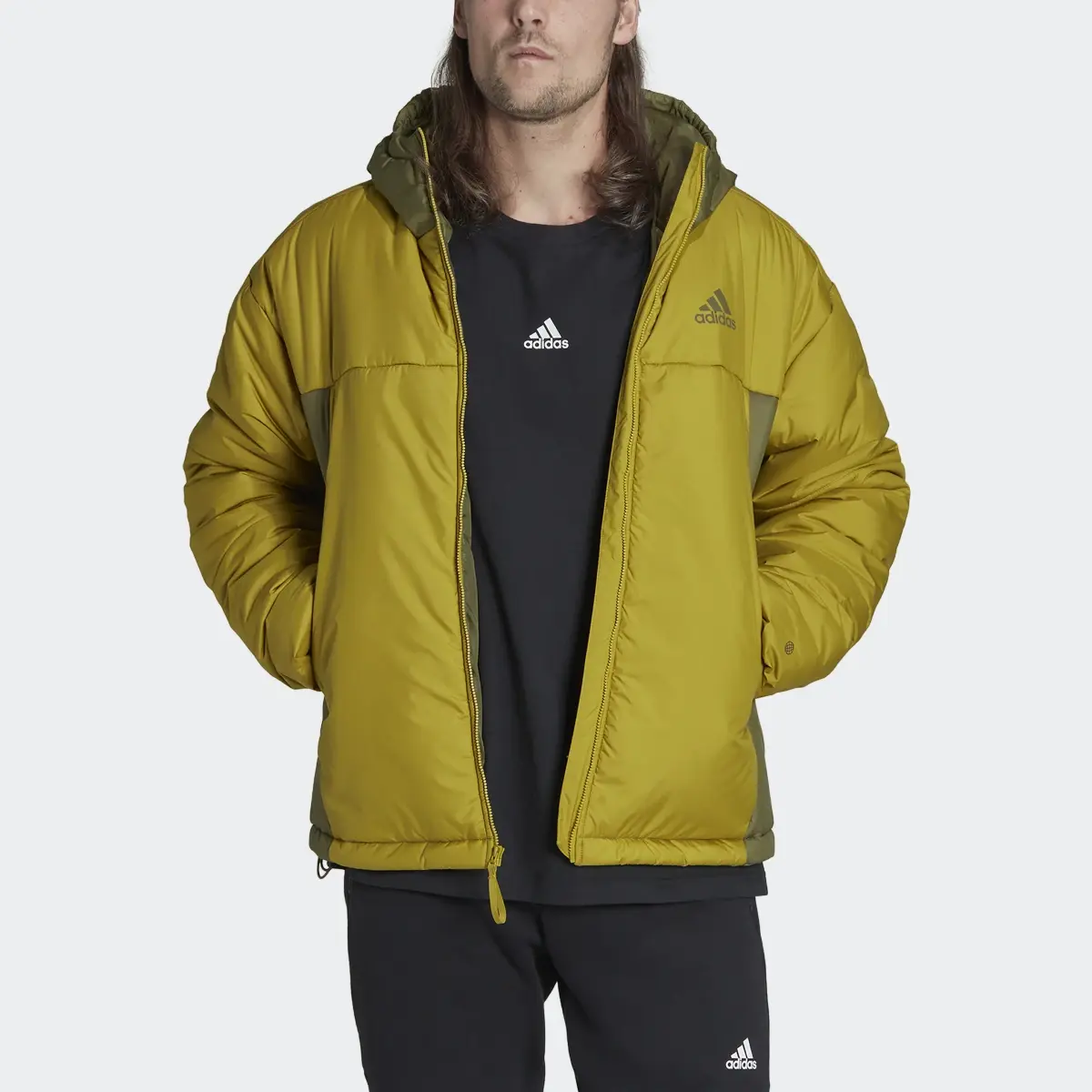 Adidas BSC 3-Stripes Puffy Hooded Jacket. 1