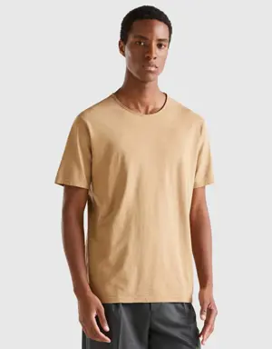 camel t-shirt in slub cotton