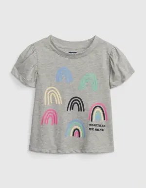 Gap Toddler 100% Organic Cotton Mix and Match Flutter Sleeve T-Shirt gray