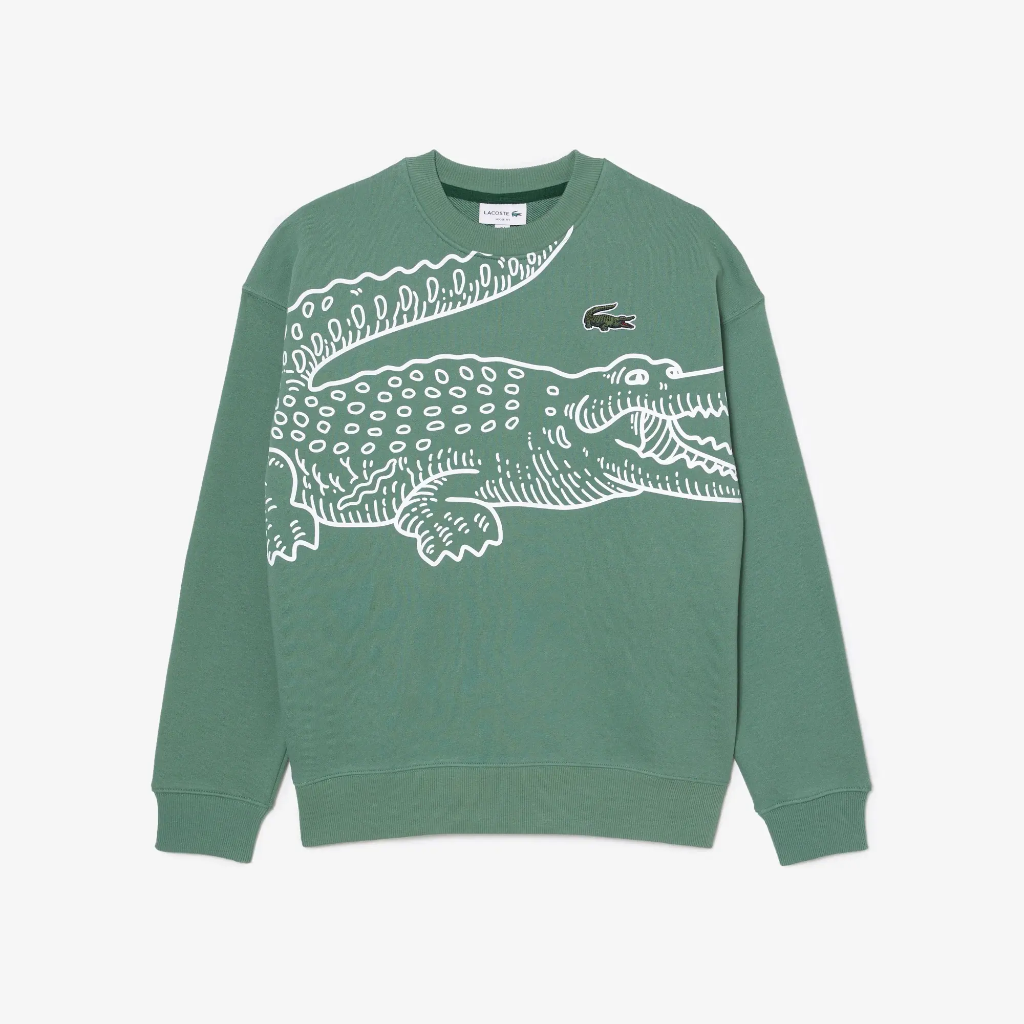 Lacoste Men’s Crew Neck Loose Fit Croc Print Sweatshirt. 2