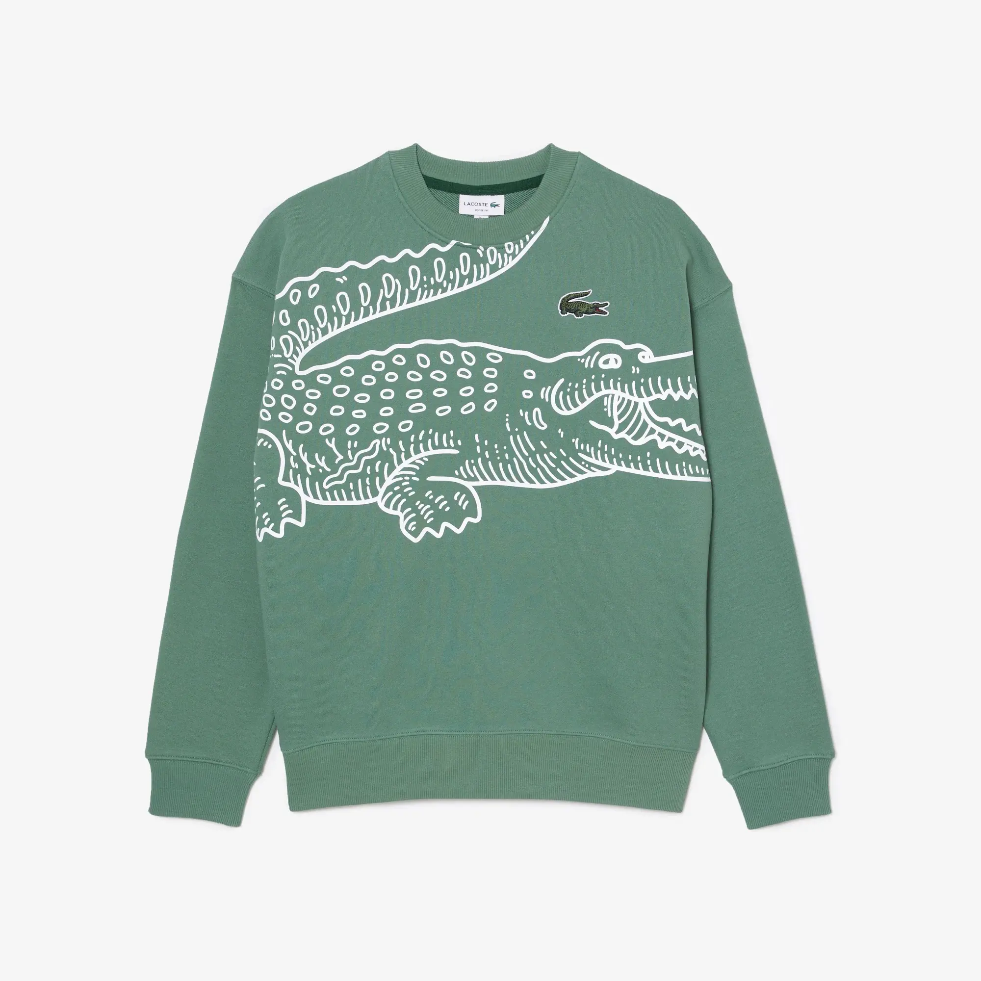 Lacoste Men’s Crew Neck Loose Fit Croc Print Sweatshirt. 2 Lacoste Men’s Crew Neck Loose Fit Croc Print Sweatshirt. 2