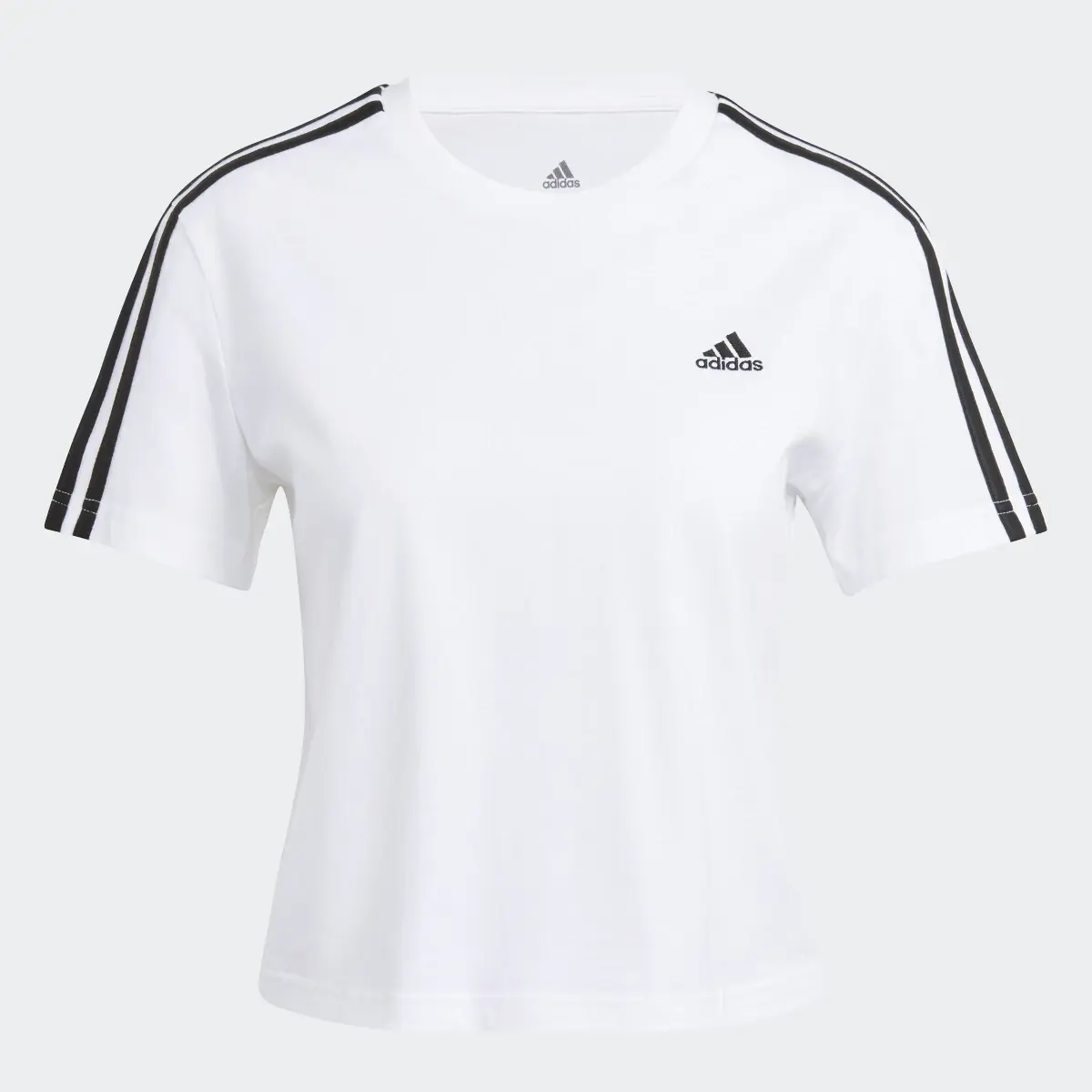 Adidas Essentials Loose 3-Stripes Cropped Tee. 1