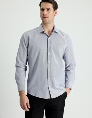 Uzun Kol Slim Fit Klasik Çizgili Gömlek