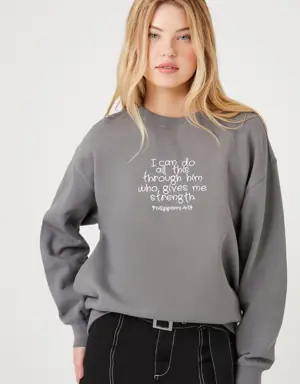 Forever 21 Philippians Embroidered Pullover Charcoal/White