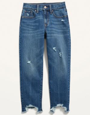 High-Waisted O.G. Straight Ripped Frayed-Hem Jeans for Girls multi