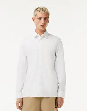 Camicia da uomo in popeline di cotone con colletto Francese slim fit Lacoste