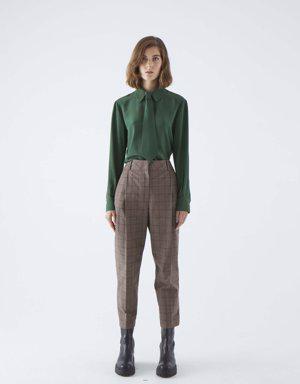 Checked Umber Straight-Legged Pant