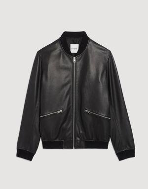 Smooth leather varsity jacket