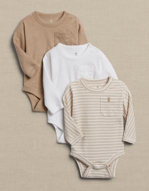 Essential SUPIMA® Long-Sleeve Bodysuit 3-Pack for Baby beige