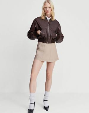 Wrap mini-skirt with pockets