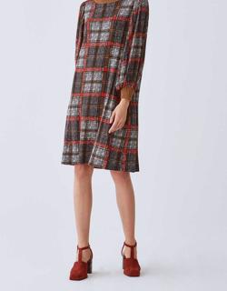 Plaid Mockneck Shift Dress