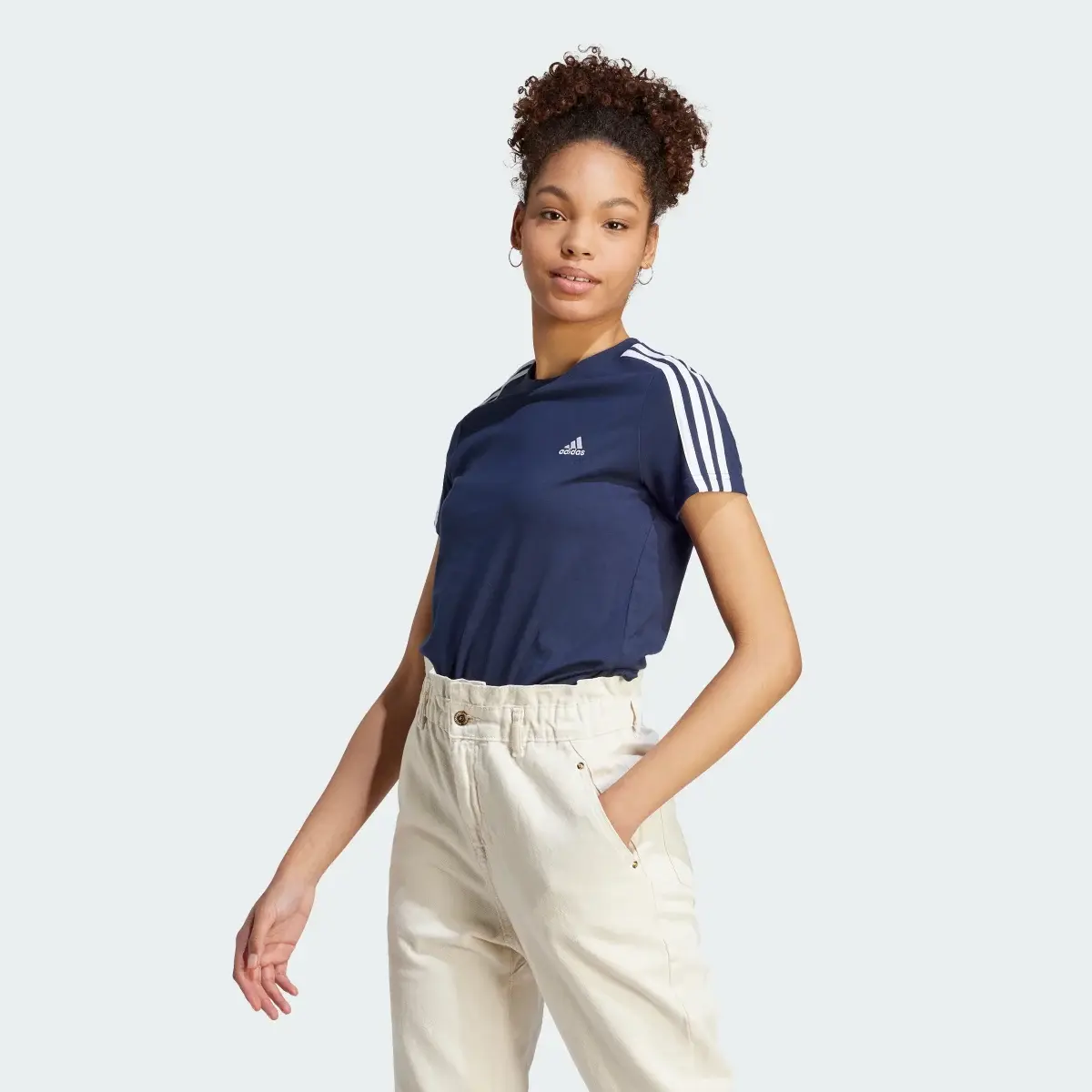 Adidas Essentials Slim 3-Stripes T-Shirt. 2