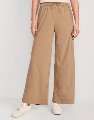 High-Waisted StretchTech Wide-Leg Cargo Pants for Women brown