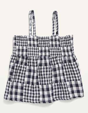 Gingham Smocked Double-Weave Cami Top for Girls blue