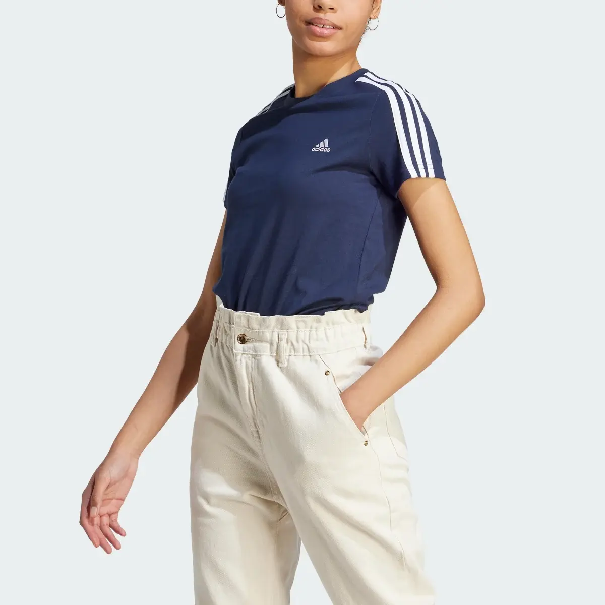 Adidas Essentials Slim 3-Stripes T-Shirt. 1